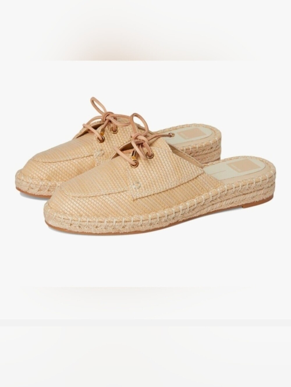 NIB Dolce Vita HATIE Natural Raffia Cream Woven Espadrille Mule Loafers size 8.5